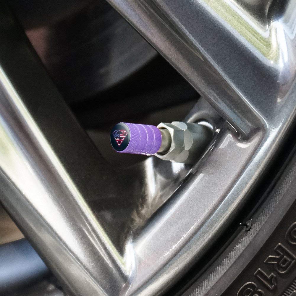 Superman USA American Flag Shield Logo Aluminum Valve Stem Caps - Durable Tire Rim Wheel Accessories for Cars, Trucks & Motorcycles - Perfect for Patriotic & Superhero Fans