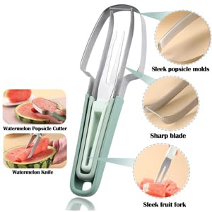 3-in-1 Watermelon Slicer & Fruit Carving Tool Set - Portable Melon Baller, Grape Cutter & Scoop for Camping, Kitchen & Picnics (2-Pack Combo) | Perfect for Summer BBQs, Fruit Salads & Party Platters