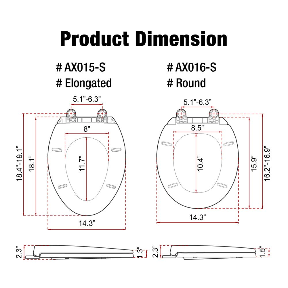 Allmax AX016-S Round Slow-Close Toilet Seat - White Plastic, Easy Installation & Cleaning, Quiet-Close Hinges | Perfect for Bathrooms, Homes & Apartments