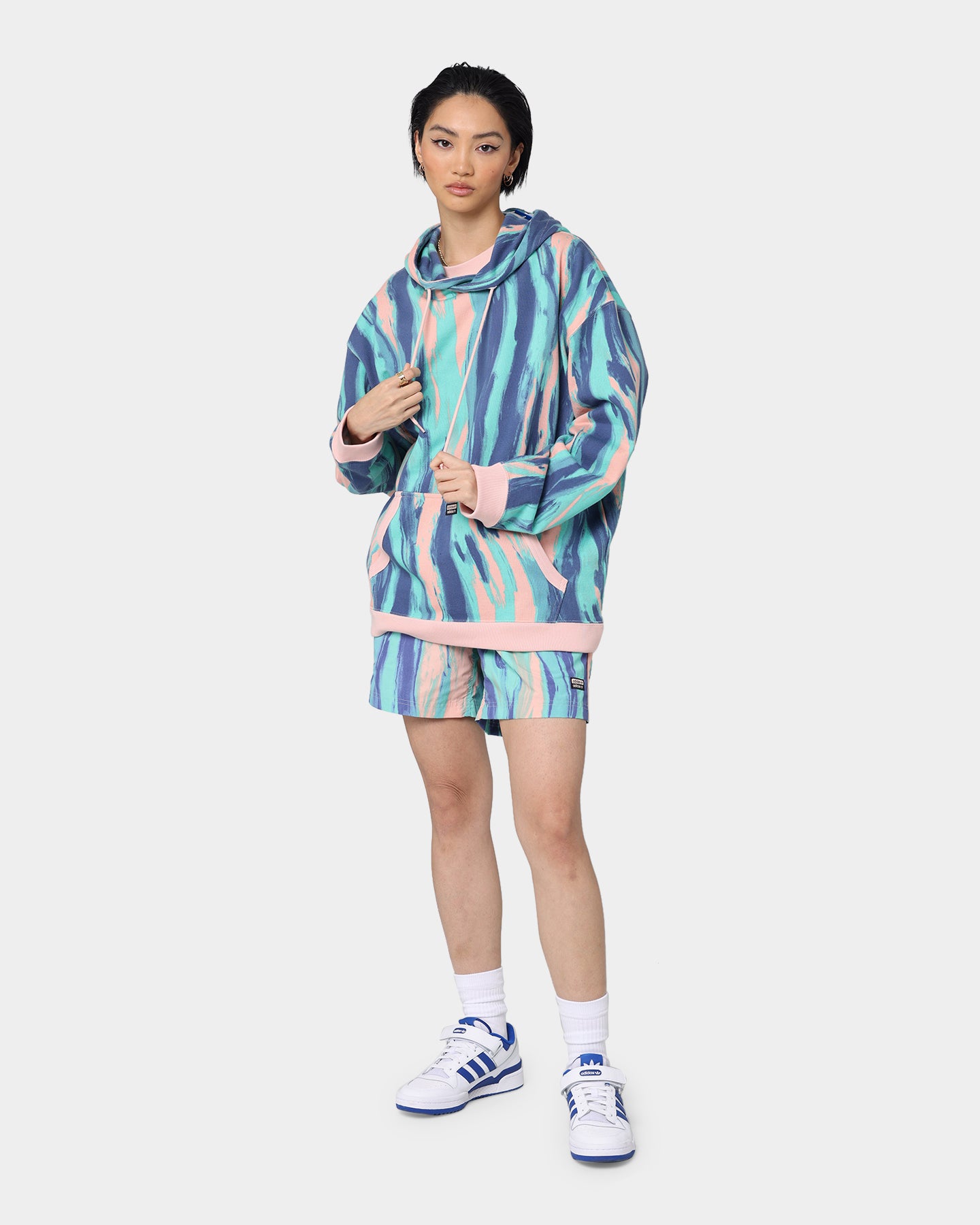 Adidas Marbled Paint Hoodie for Women - Vapour Pink/Mulberry - Stylish Pullover Sweatshirt for Casual Wear, Gym & Street Fashion