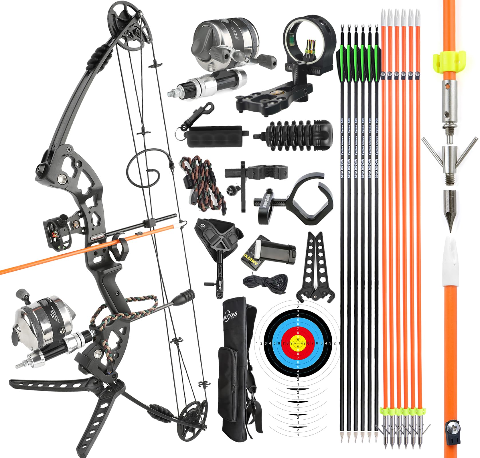 Compound Bowfishing Kit with Reel & Arrows - Right/Left Hand for Adults & Youth - Perfect for Fishing, Hunting & Target Practice