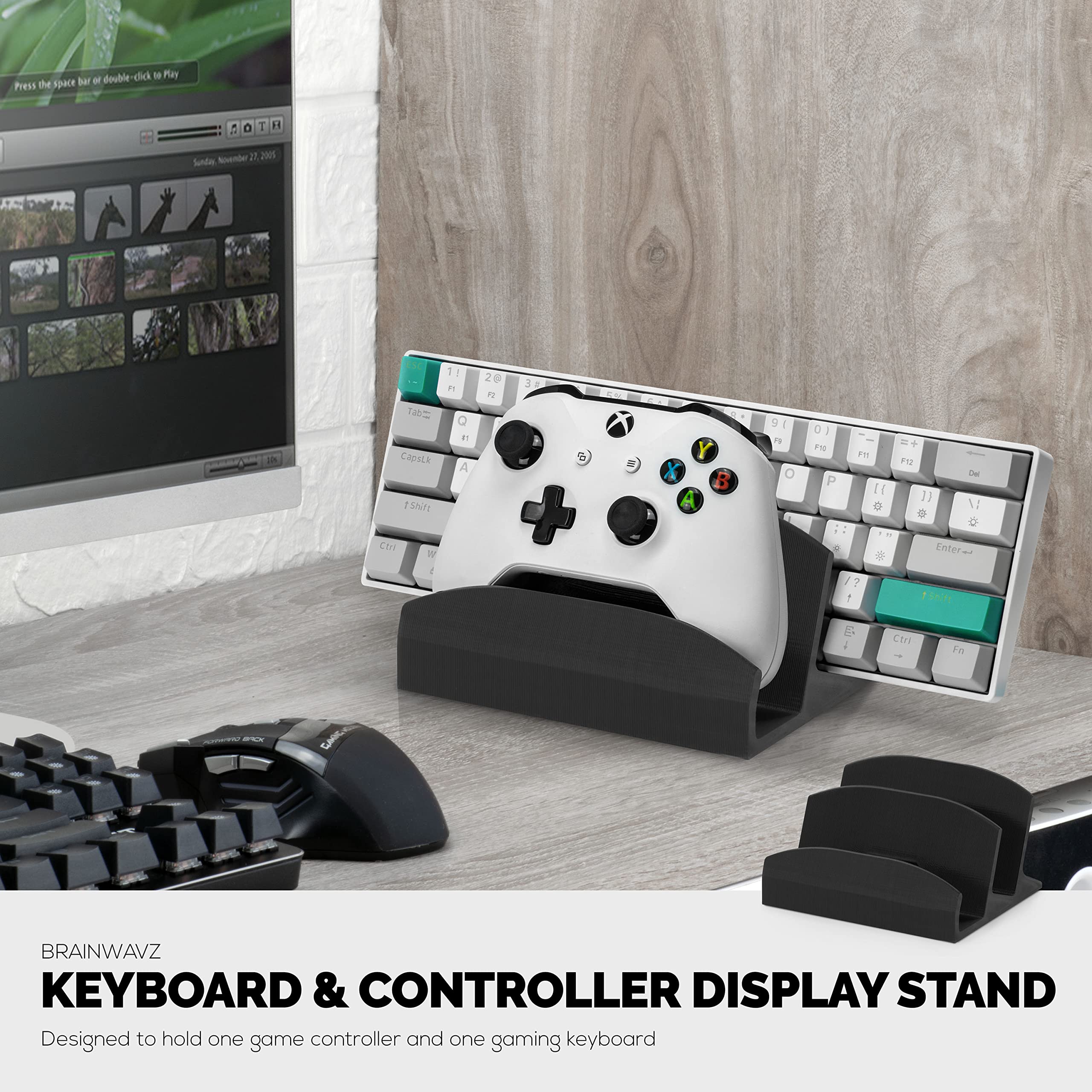 BRAINWAVZ DK04 Universal Gaming Accessory Stand - Holds Keyboards & Controllers for PS5, Xbox Series X/S, PS4, Switch, PC | Compact & Large Size Compatible | Perfect for Desk Organization & Gaming Setup