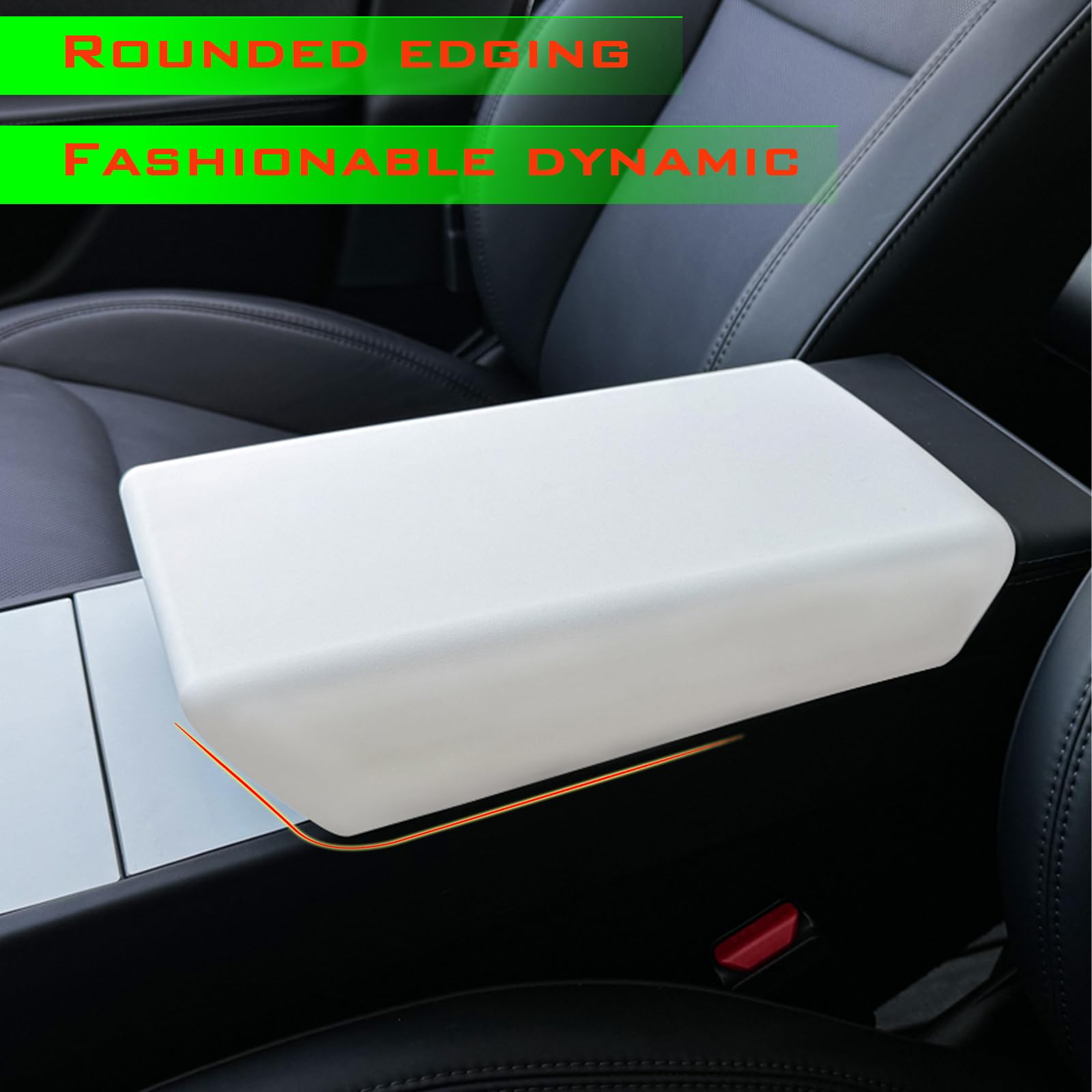 2024-2025 Tesla Model 3/Y Center Console Cover - Non-Slip Armrest Protector | Premium Interior Accessories for Enhanced Comfort & Protection (White) | Perfect for Daily Commuting & Road Trips