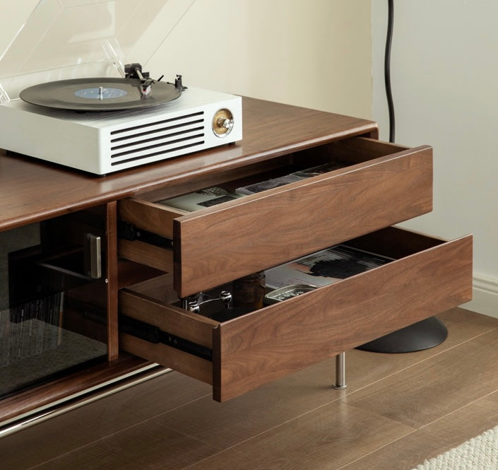 Modern Black Walnut Solid Wood TV Stand - Stylish Entertainment Center for Living Room, Bedroom & Home Theater Setup