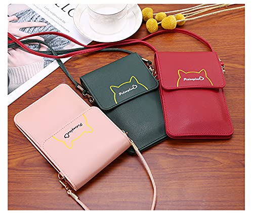 Samsung Galaxy S21 Ultra Wallet Case - Crossbody Leather Phone Purse with Credit Card Slots & Touch Screen - Cute Cat Pattern Handbag for Women & Girls (Red) | Perfect for Shopping, Travel & Daily Use