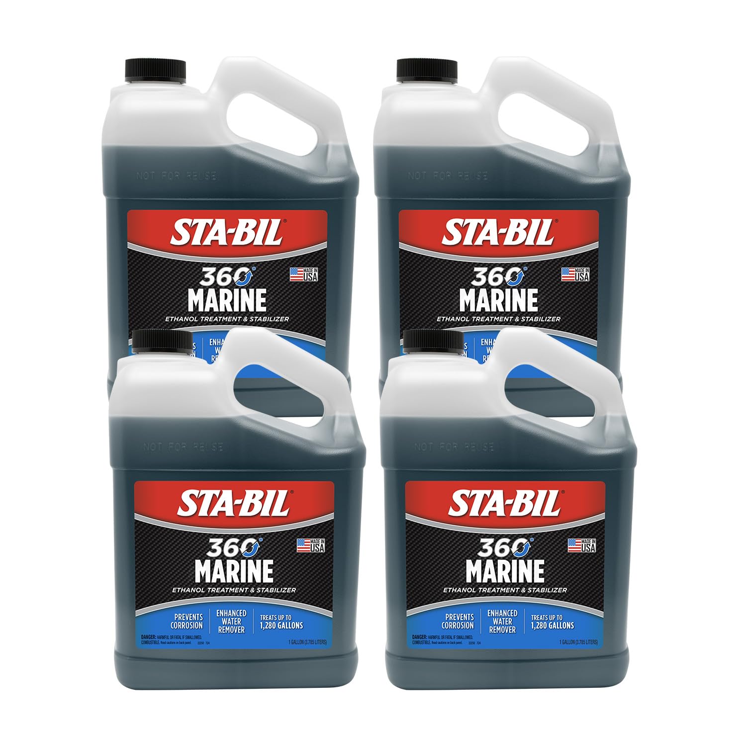 STA-BIL Marine Fuel System Treatment - Full Fuel System Cleaner & Injector Cleaner for Boats, Watercrafts | In-Season Cleaning & Protection Additive (1 Gallon, 4 Pack) - Ideal for Marine Engine Maintenance & Performance Enhancement