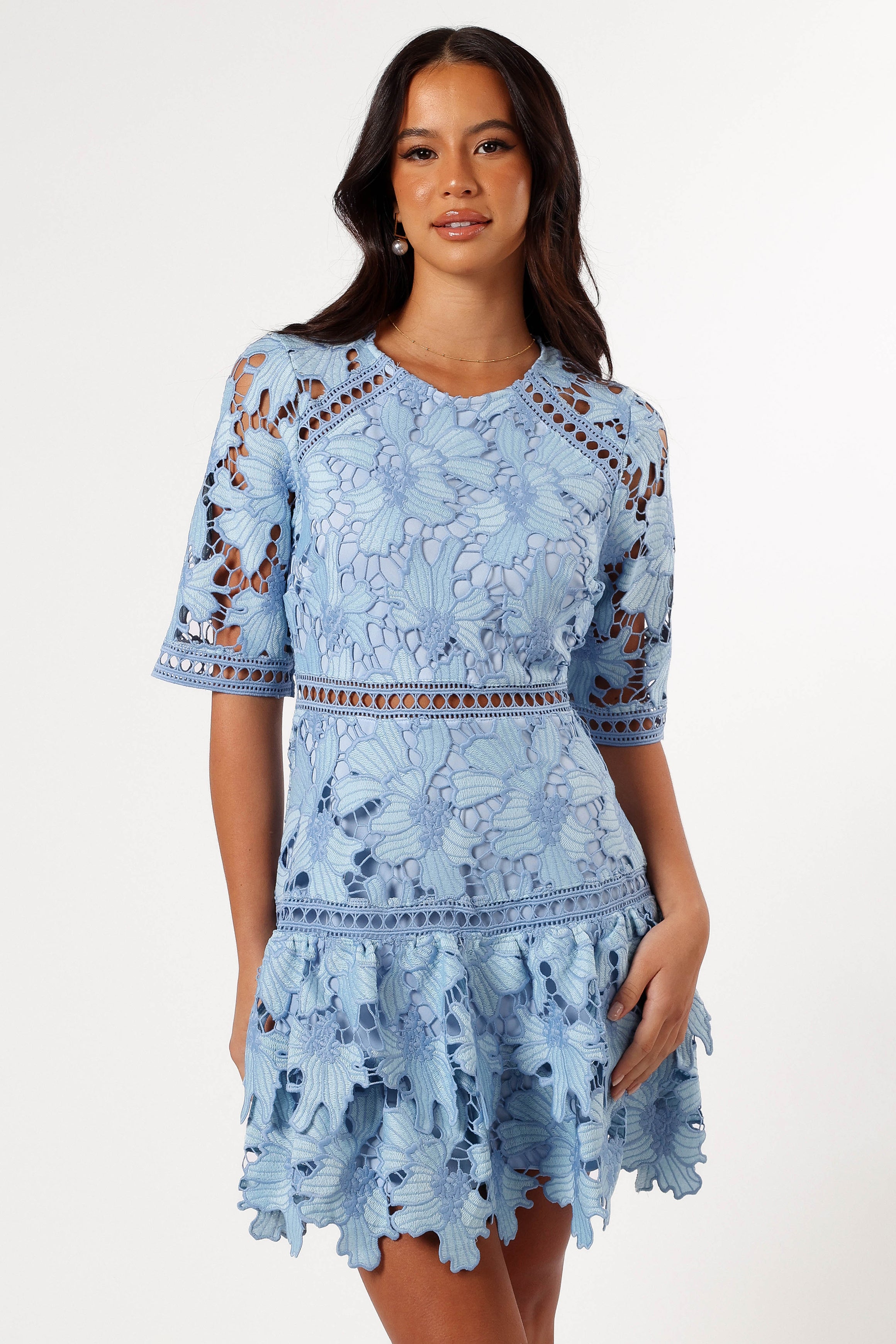 Destan Mini Dress - Blue Multi Color Flowy Summer Dress for Women | Casual Party Wear, Beach Outfit, Date Night Dress