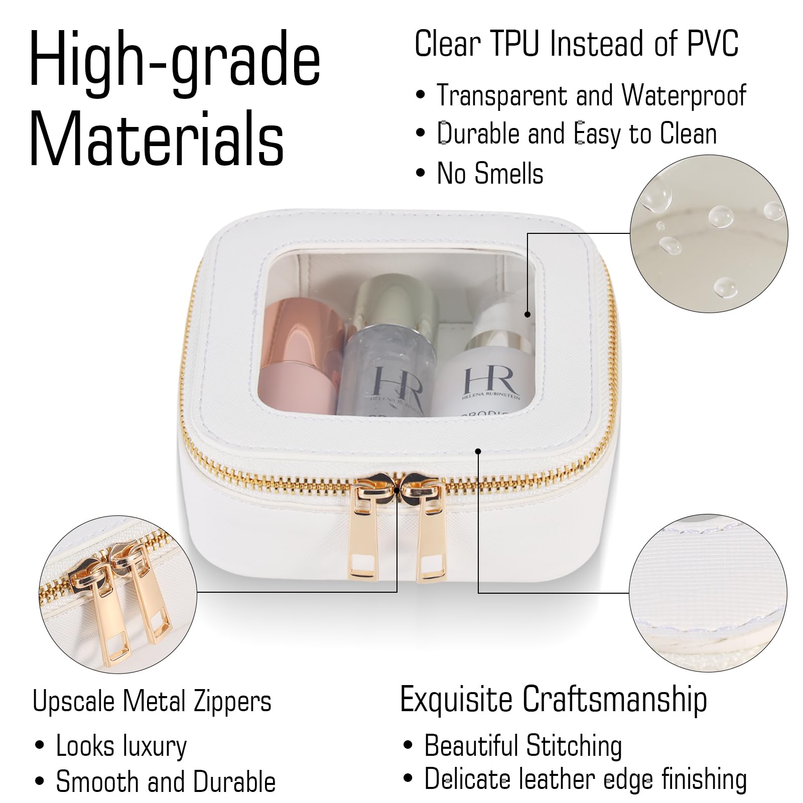 Mini Clear Makeup Bag with Zipper - Waterproof Cosmetic & Toiletry Organizer for Women - Travel, Purse, Car Storage | Perfect for Daily Essentials, Gym, Vacation & On-the-Go Organization