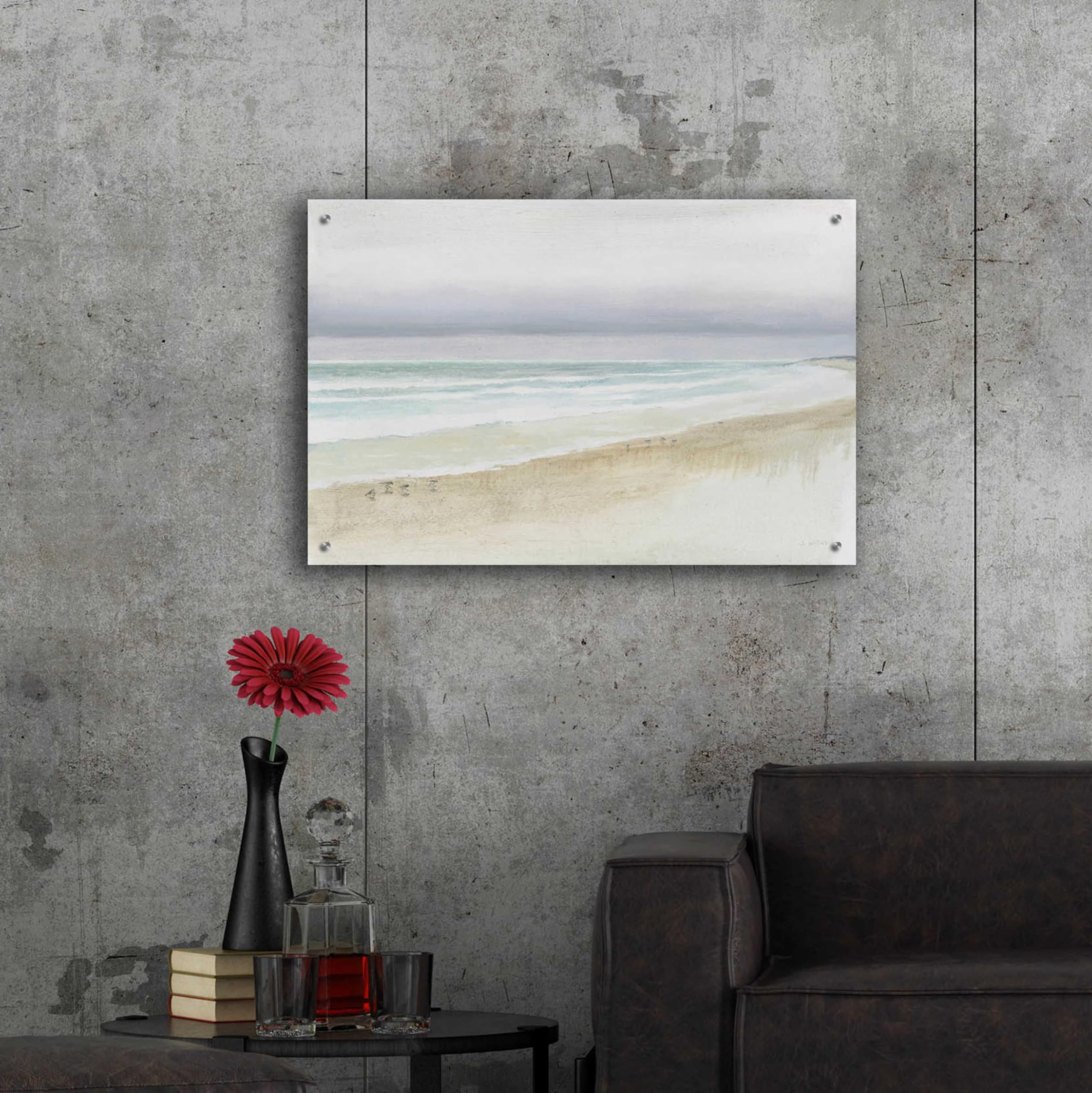 Serene Seaside Acrylic Glass Wall Art by James Wiens - 36x24 Inches Modern Ocean Painting for Living Room, Bedroom & Office Decor