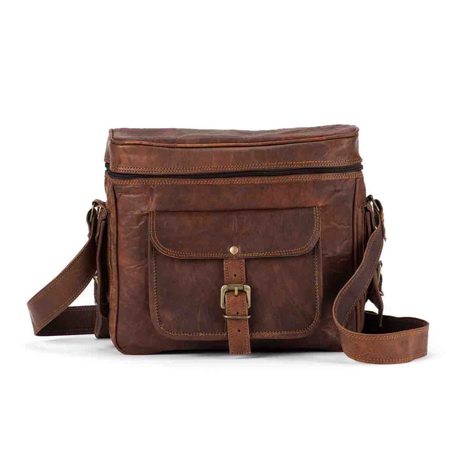 Vintage Leather DSLR Camera Bag - Handmade Shoulder Messenger Satchel for Photographers, Men & Women | Perfect Gift for Photographers & Travel Enthusiasts | Ideal for Travel, Street Photography & Daily Commute