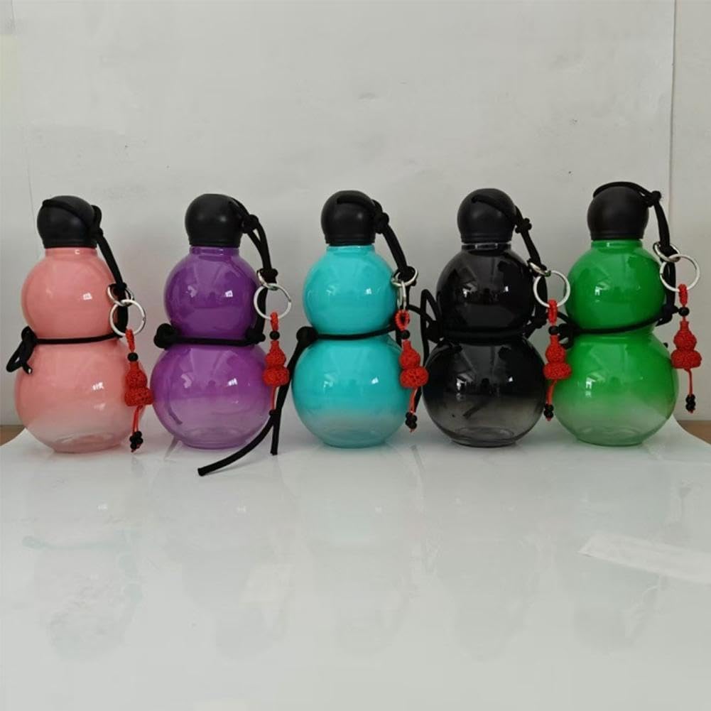 Eco-Friendly Plastic Gourd Water Bottle - Durable & Lightweight Sports Bottle for Gym, Hiking & Travel - Chinese Retro-Inspired Design - BPA-Free Reusable Water Container for Outdoor Activities & Daily Use