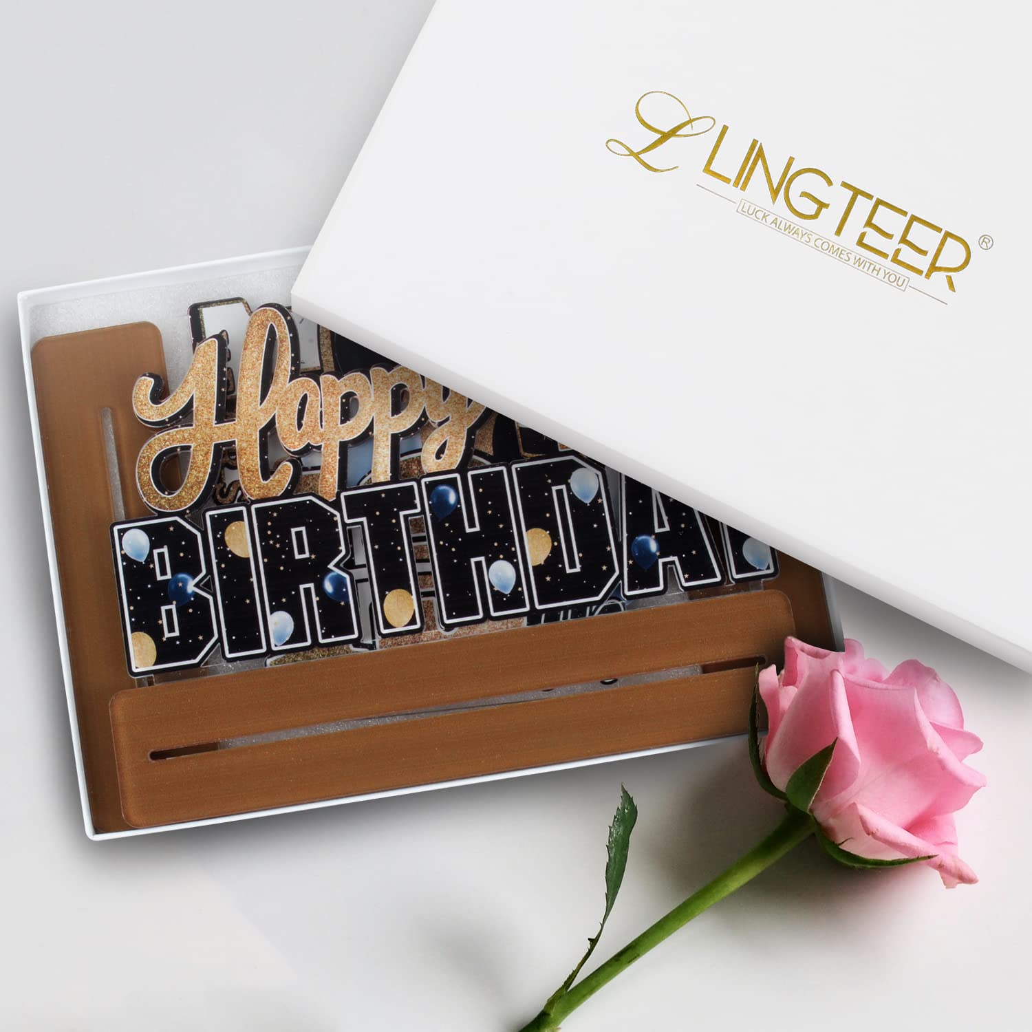 Happy 28th Birthday Gold Acrylic Table Topper Centerpiece Set - Cheers to 28 Years Party Decorations for Women & Men | Perfect for Birthday Celebrations, Anniversaries, and Special Occasions