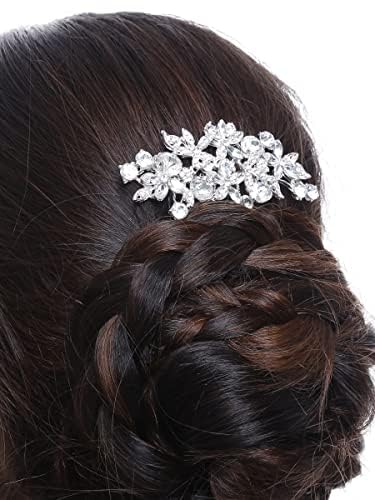 Elegant Floral Crystal Hair Comb Pin for Women - Western Bridal Hair Accessories for Weddings, Parties & Special Occasions | Perfect for Updos, Side Styles & Hair Decoration