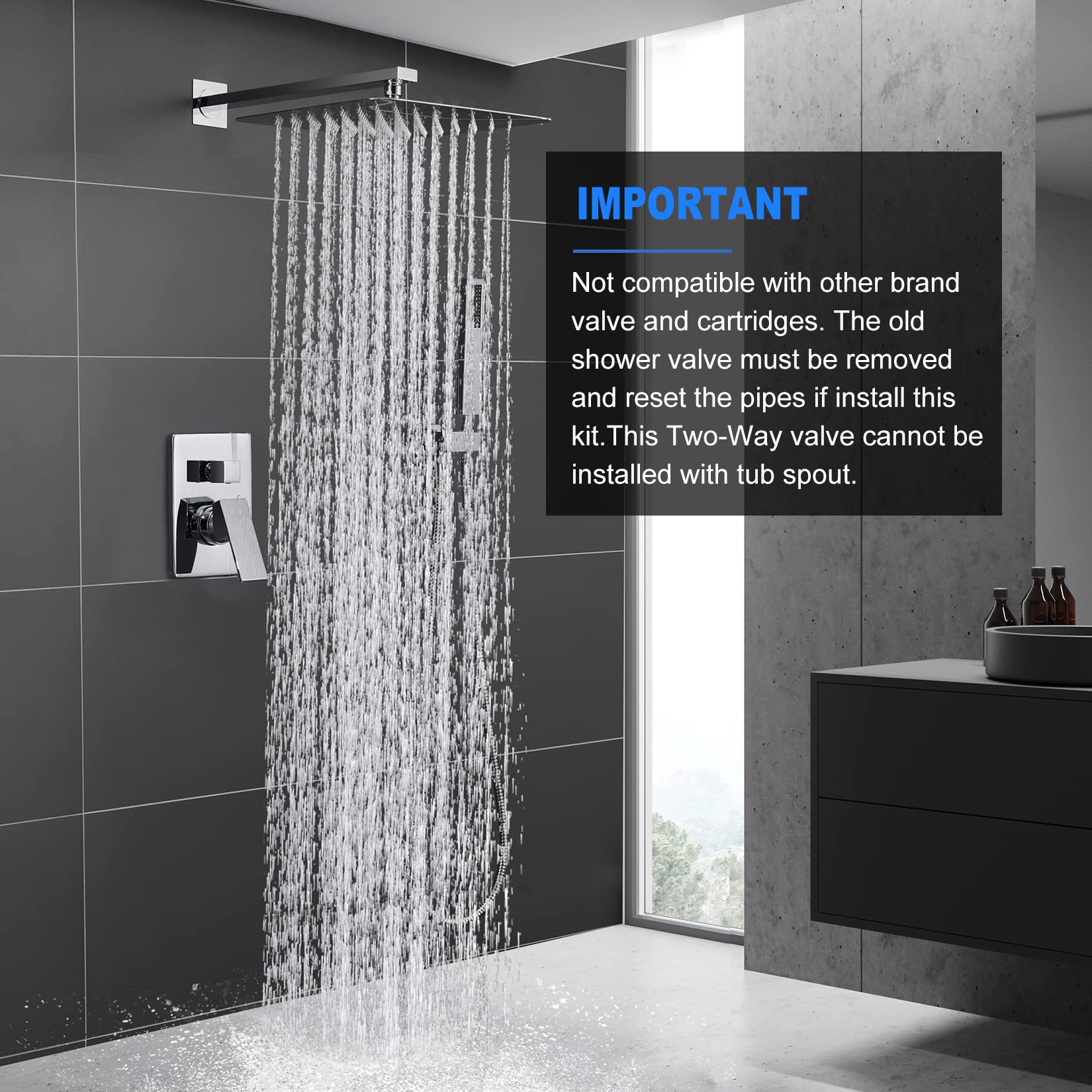 ESNBIA Luxury 12 Inch Rain Shower Head Combo Set - High Pressure Wall Mounted Dual Shower System with Handheld Sprayer, Chrome Shower Faucet with Valve & Trim Kit for Spa-Like Bathroom Experience | Perfect for Master Bathrooms, Guest Suites & Luxury Hotel Renovations