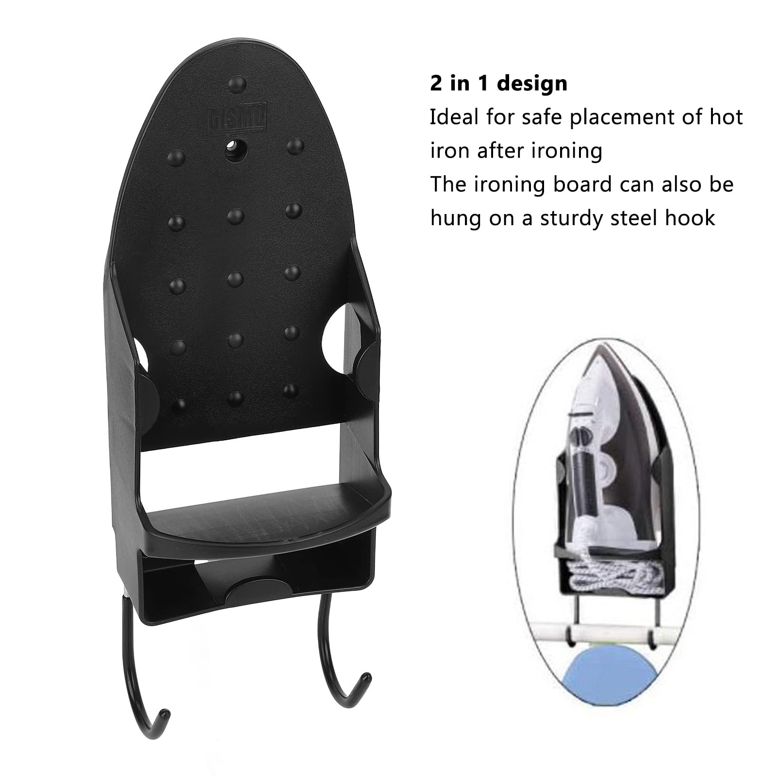 Wall Mounted Ironing Board Rack with Hook - Space Saving for Bathroom & Laundry