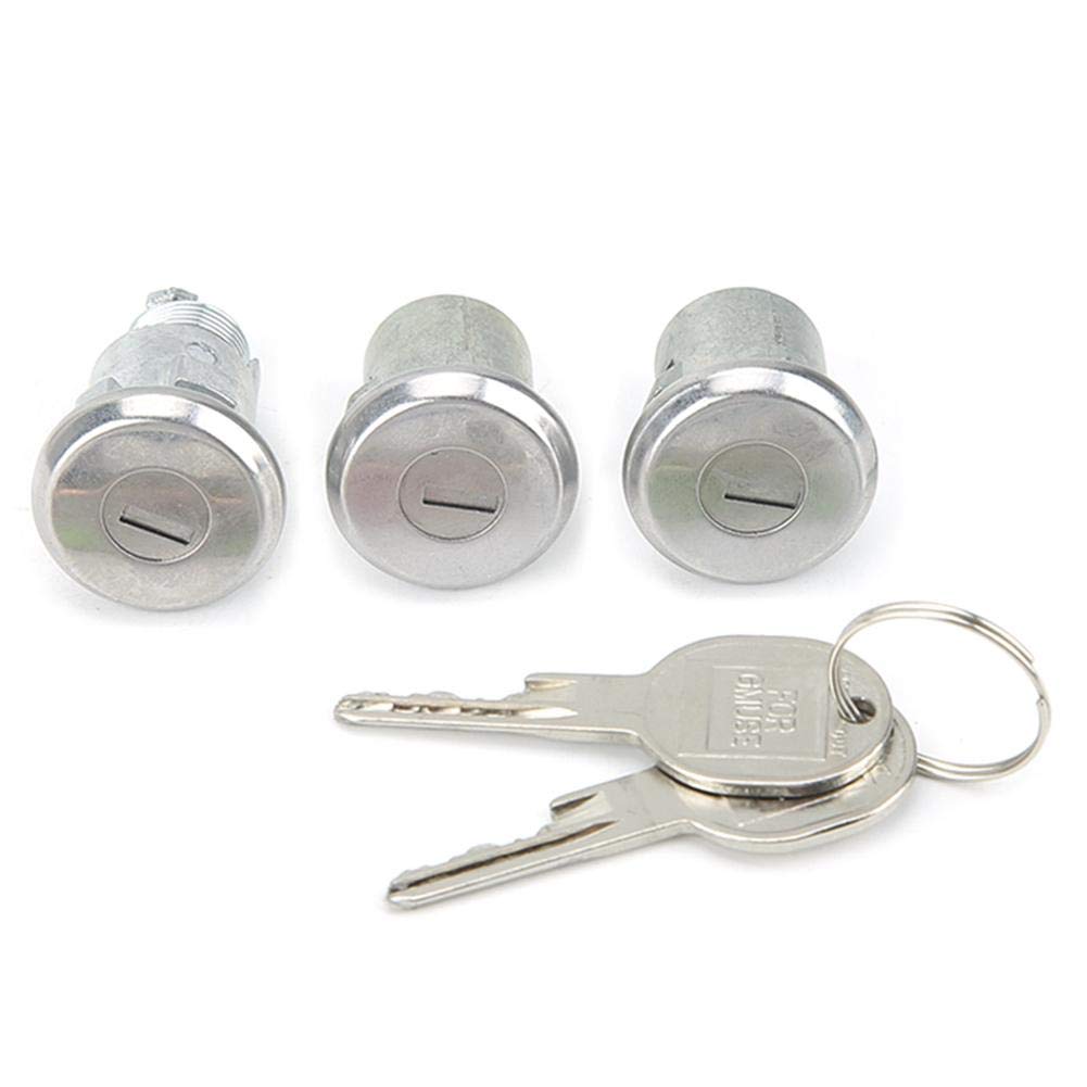 Qiilu 77-in-1 Car Door Lock Cylinder Kit with Keys - Universal Push Button Switch, Hinge Lever Actuator, Silver Manual Locking System for Vehicle Security - Perfect for Auto Repair, Lock Replacement & DIY Car Maintenance