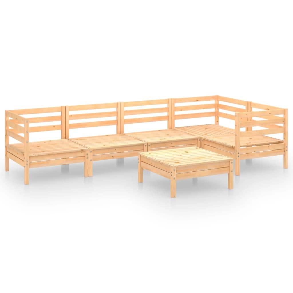 vidaXL 6-Piece Patio Lounge Set - Durable Solid Pinewood Outdoor Furniture with Classic Pallet Design, Weather-Resistant Brown Finish - Perfect for Garden, Backyard, and Poolside Relaxation