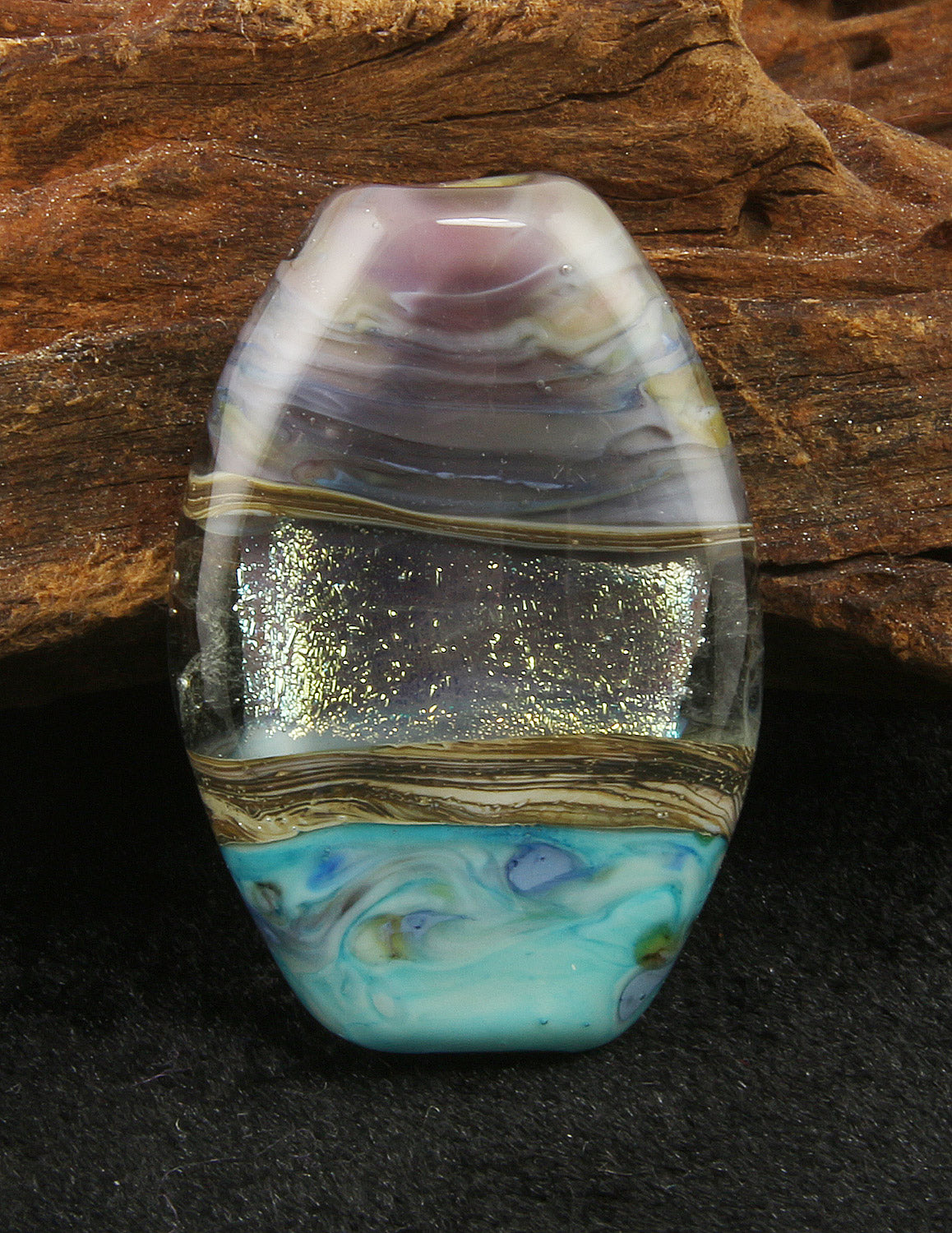 Aqua Purple Dichroic Glass Lampwork Focal Bead for Jewelry Making - Handmade SRA Bead for Necklaces, Bracelets & DIY Crafts - Perfect for Artisan Jewelry Designers & Beading Enthusiasts