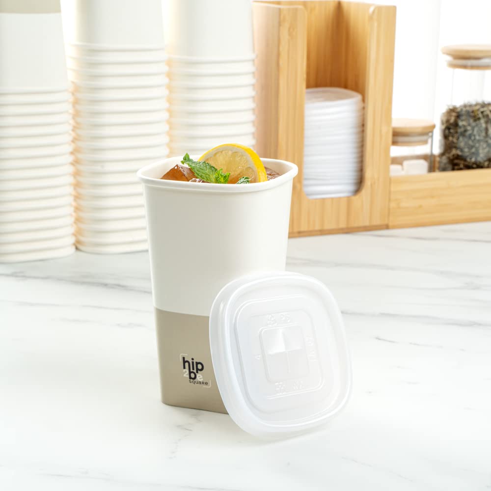 Restaurantware Hip 2 Be Square 16oz Paper Coffee Cups - Leakproof, Reusable, Double PE Lined for Hot & Cold Drinks (Lids Sold Separately) - Perfect for Coffee Shops, Offices, and Catering Events
