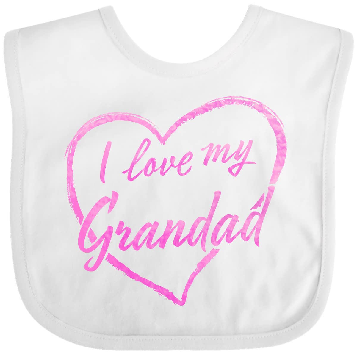 Inktastic I Love My Grandad Pink Chalk Heart Baby Bib - Soft Cotton Drool Bib for Infants & Toddlers - Perfect for Feeding Time, Playtime & Photo Shoots