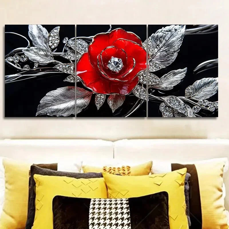 3-Piece Rose Painting Wall Art Set - Framed Canvas 40x60cm, High Quality Print | 100% Australian Made | Ready to Hang | Perfect for Living Room, Bedroom & Office Decor