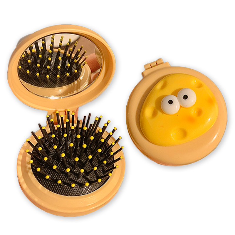 Hyovo Mini Foldable Cushion Brush with Mirror - Portable Travel Makeup Brush for On-the-Go Touch Ups, Perfect for Purse, Gym Bag & Travel Essentials