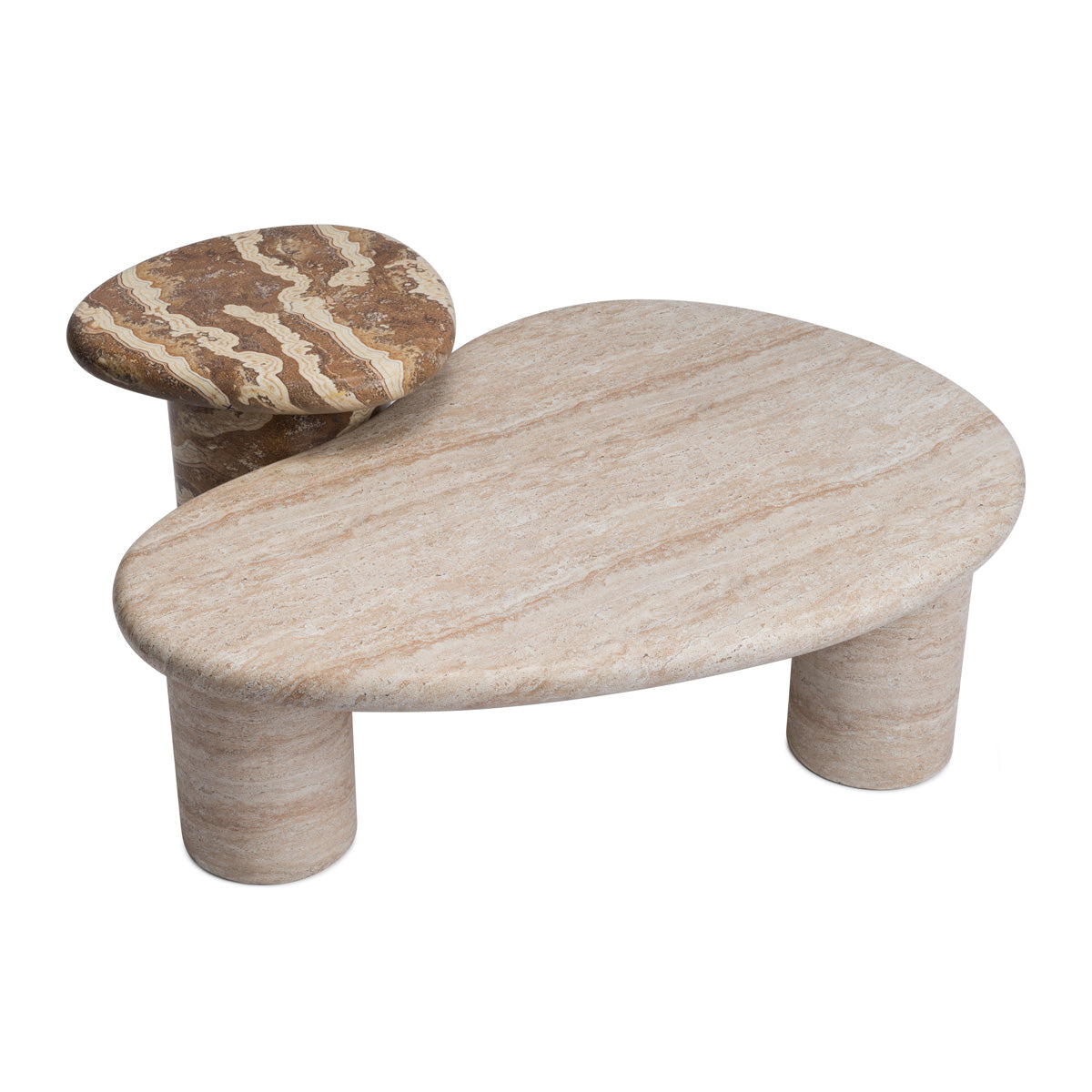 Azzurra Side Table with Tiger Onyx Finish - Modern End Table for Living Room, Bedroom & Office Decor