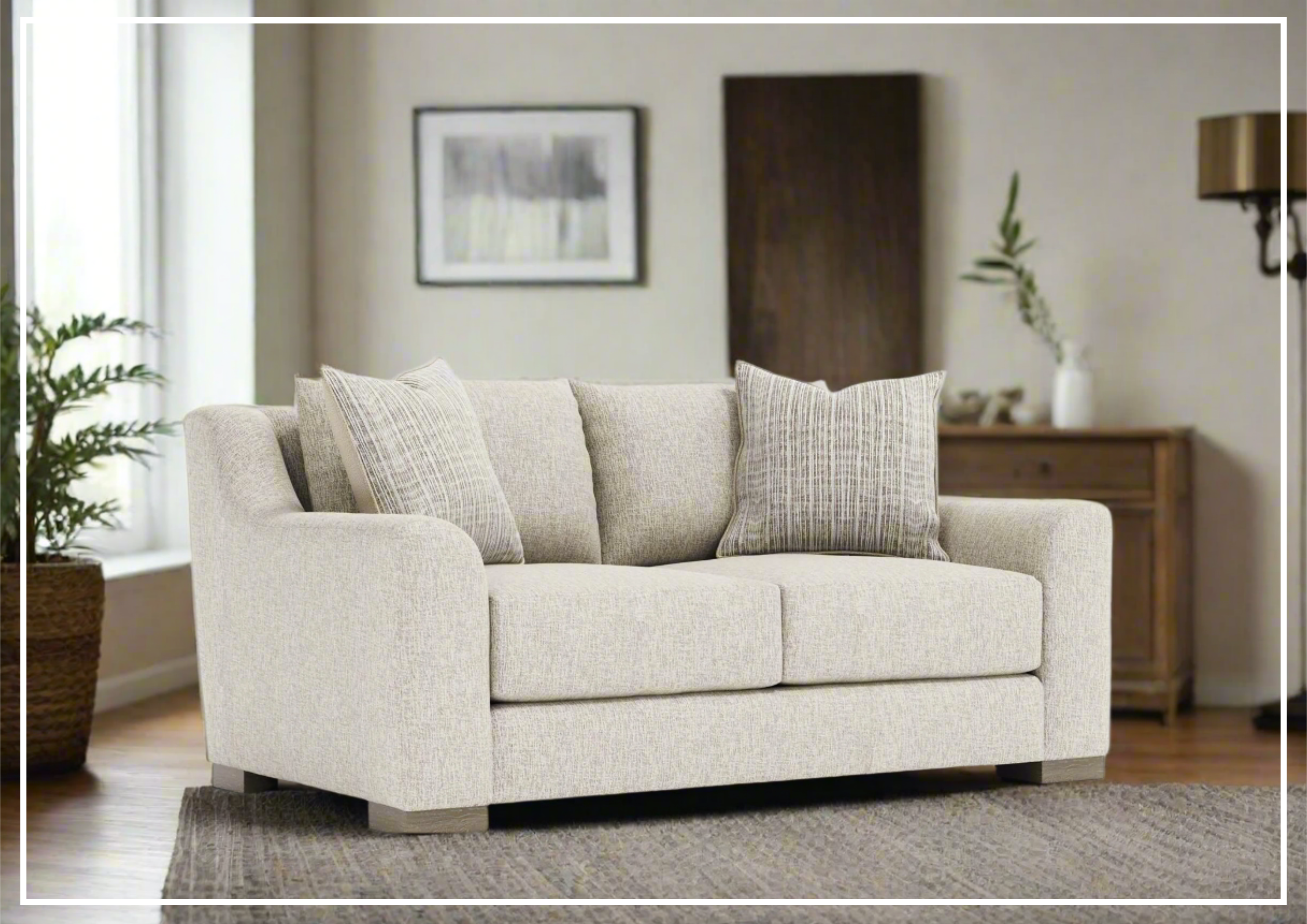 Bernhardt Gabi Fabric Loveseat with Feather Down Cushions - Comfortable Small Sofa for Living Room, Apartment & Cozy Spaces