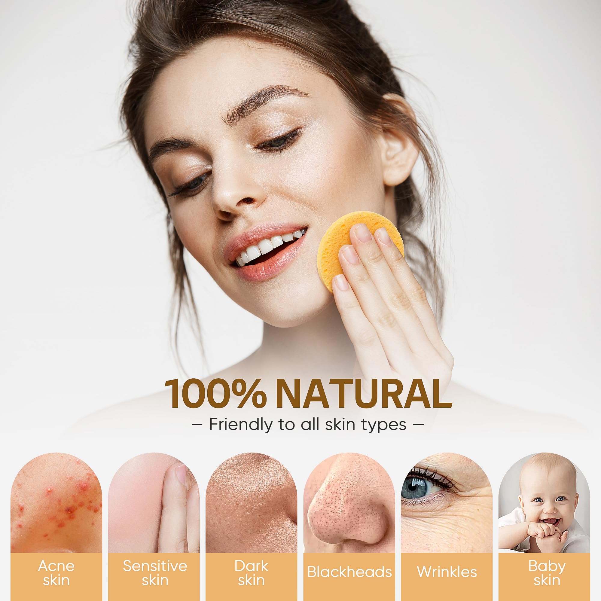 50-Count Compressed Facial Sponges | 100% Natural Cellulose Cosmetic Sponges for Gentle Cleansing, Exfoliating & Makeup Removal | Perfect for Spa, Travel & Daily Skincare Routine