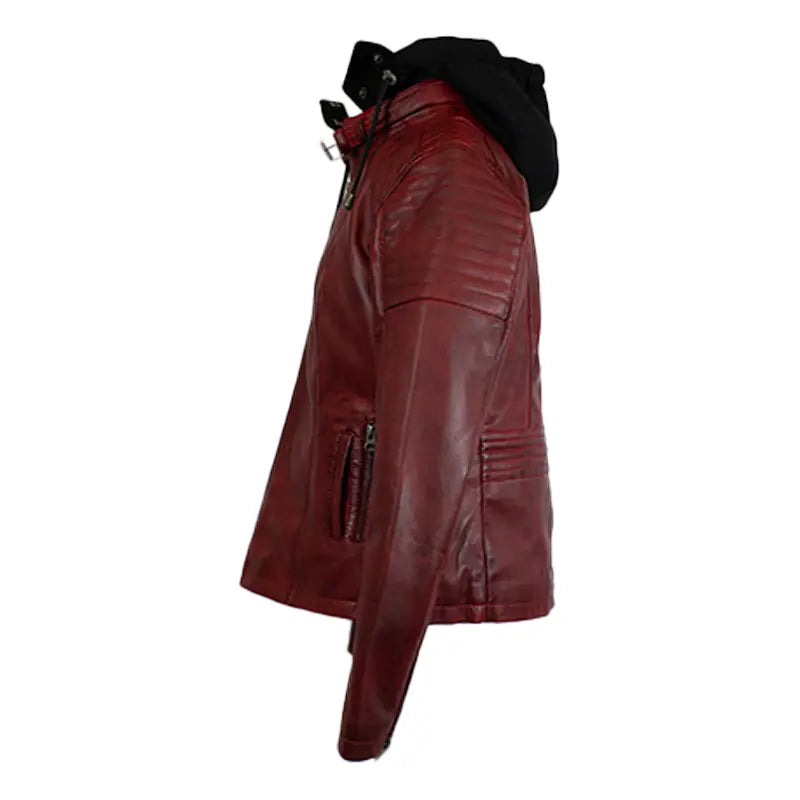 BOL Women's Hooded Leather Jacket - Stylish Faux Leather Coat with Zipper Closure, Warm Winter Outerwear for Casual Outfits & Streetwear Fashion