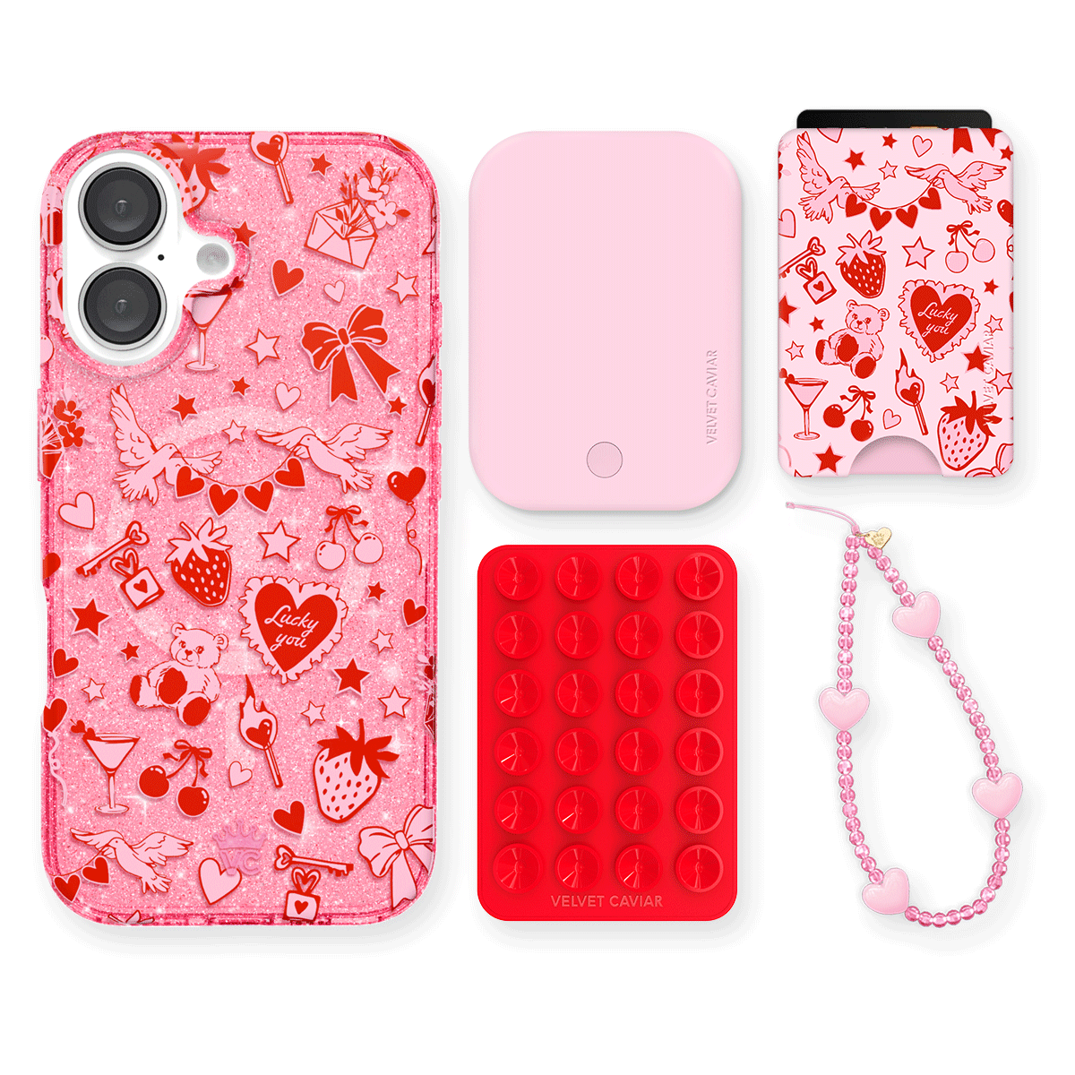 Be Mine Glitter iPhone Case with Wallet - Stylish & Functional Phone Accessory for Women - Perfect for Parties, Travel & Everyday Use