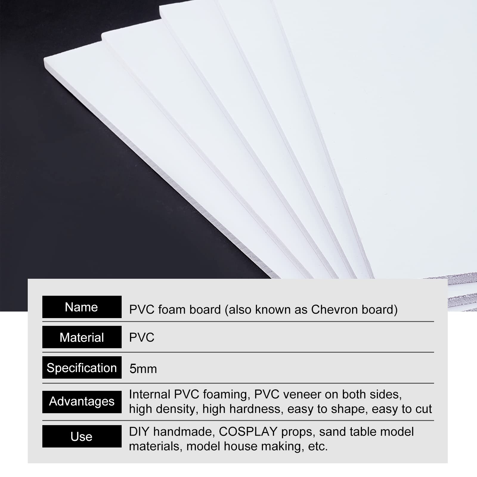 BENECREAT 5-Pack White PVC Foam Boards 11.8x7.8 Inches - 5mm Thick Expanded PVC Sheets for Signage, Displays, School & Office Projects - Perfect for DIY Crafts, Art Projects, and Professional Sign Making
