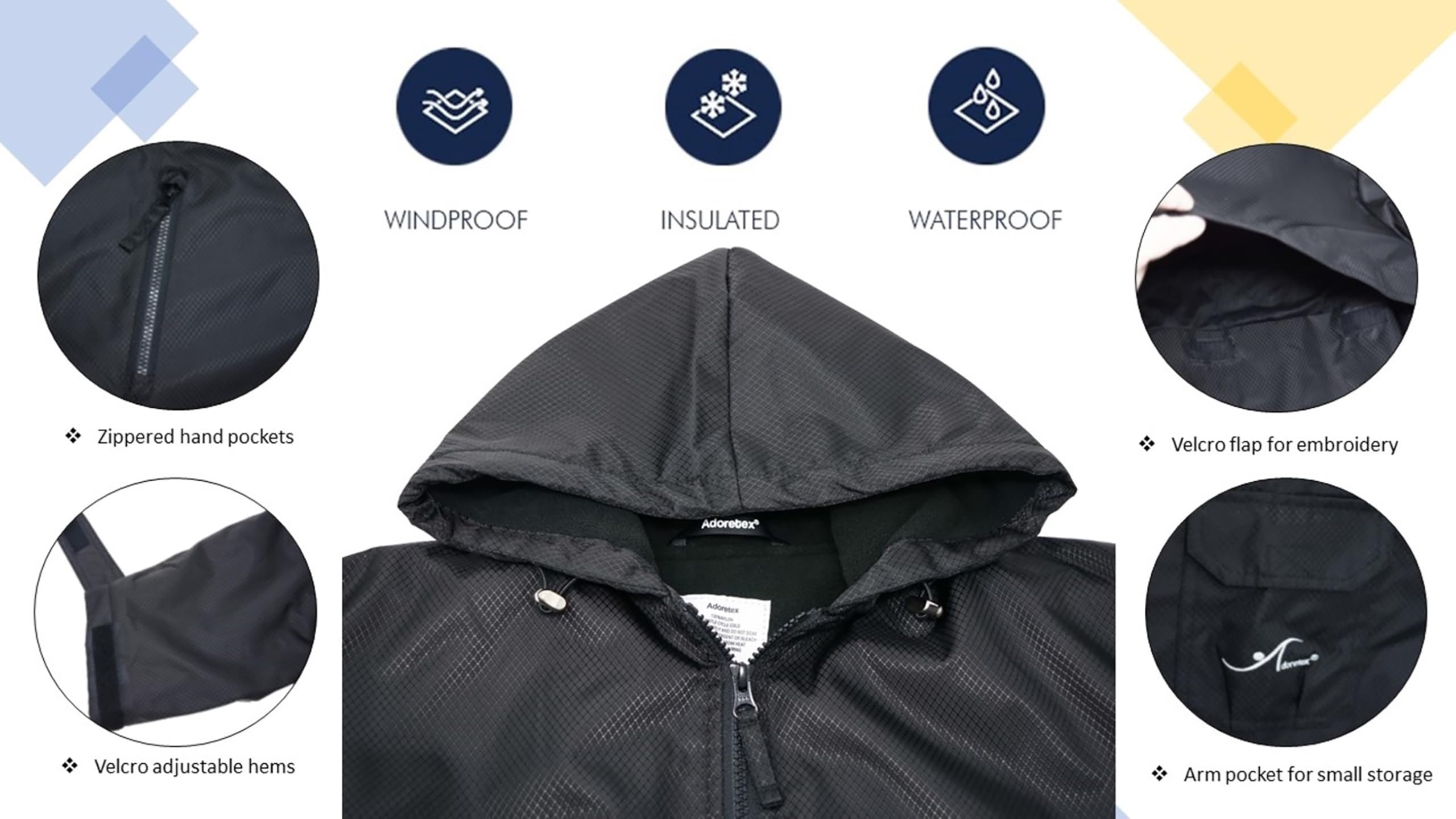 Adoretex 100% Waterproof Swim Parka Jacket - Hooded Warm Scuba Coat for Men & Women - Perfect for Surfing, Swimming & Beach Activities