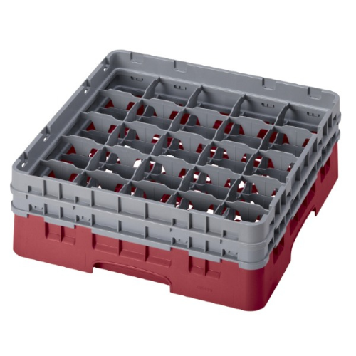 Cambro 25S434416 Camrack Glass Rack - 25 Compartment Dish Organizer for Bars & Restaurants - Cranberry Commercial Kitchen Storage Solution for Glassware & Utensils