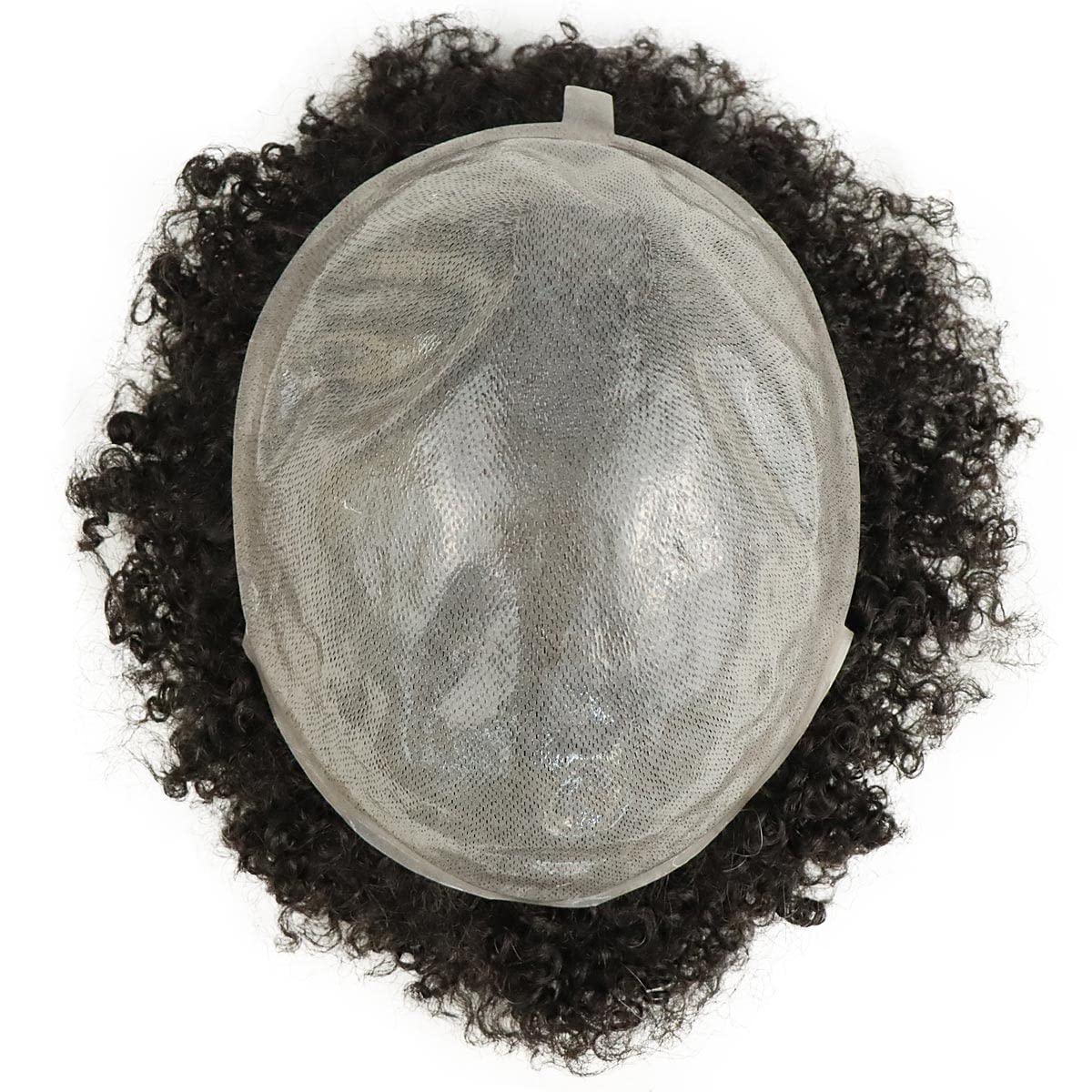 HAPPY&CC 8MM Men's Afro Wave Toupee - 100% Virgin Indian Human Hair - Thin Skin PU Base - Natural Hair Replacement System for Men - Perfect for Daily Wear, Parties & Special Occasions