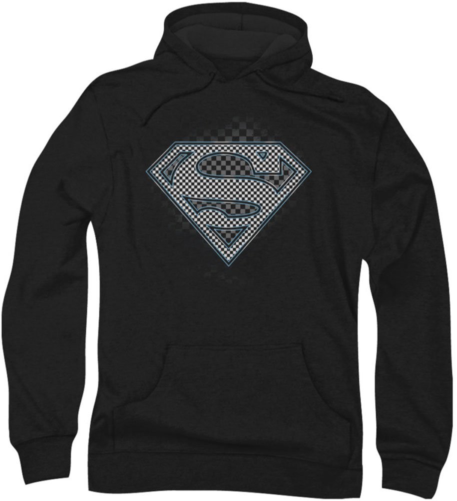 Superman Men's Checkerboard Hoodie - Stylish Zip Up Sweatshirt for Casual Wear & Street Fashion | Perfect for Everyday Outfits, Gym, and Outdoor Activities