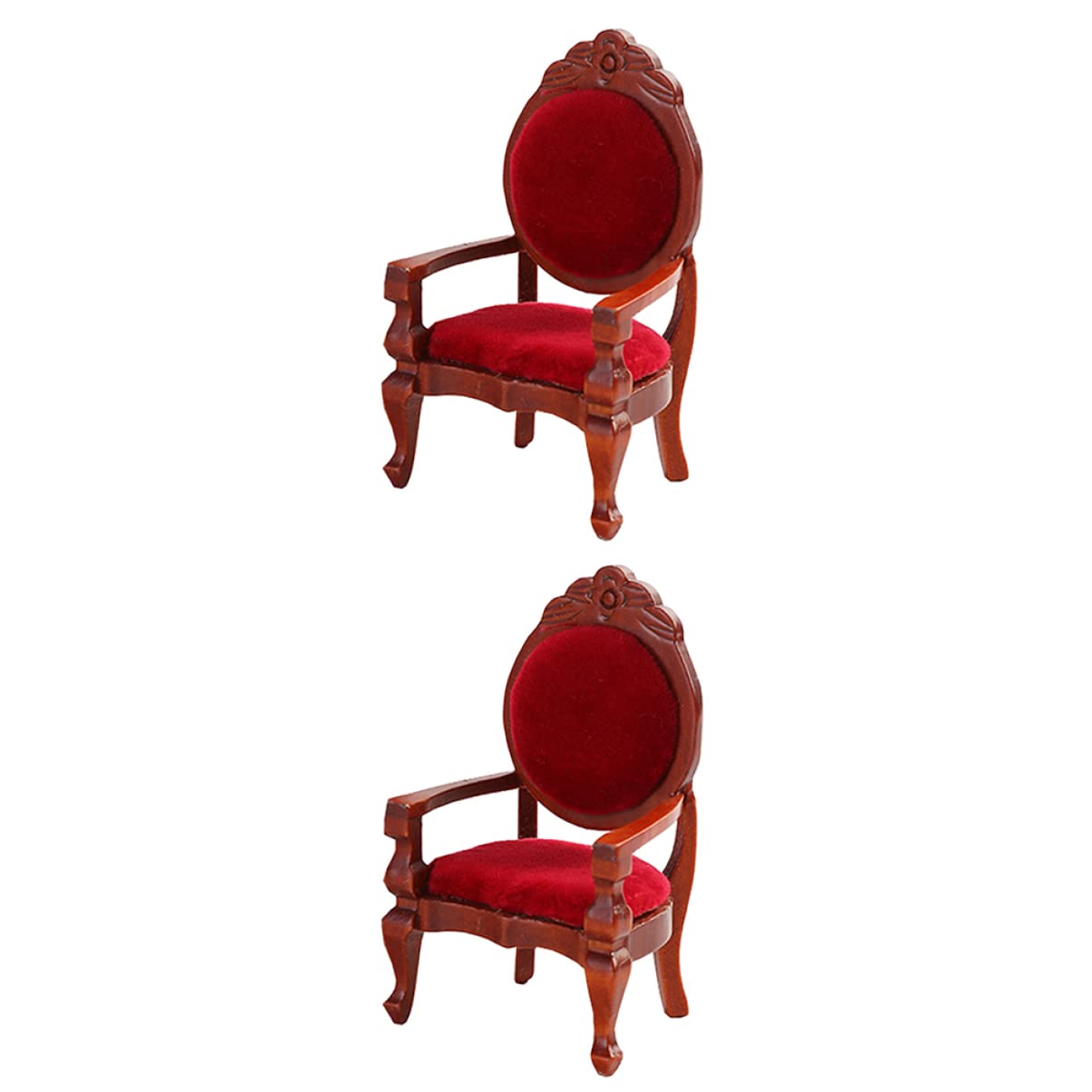 Miniature Doll Chairs 1/12 Scale - 2PCS Wooden Sofa for Dollhouse Decor