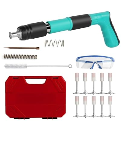 Professional Nail Gun Set for Woodworking & Concrete Walls - Heavy Duty Manual Fastening Tool with 10 Nails Included | Portable Construction & Home Improvement Tool for DIY Projects, Cement Wall Drilling, and Household Repairs