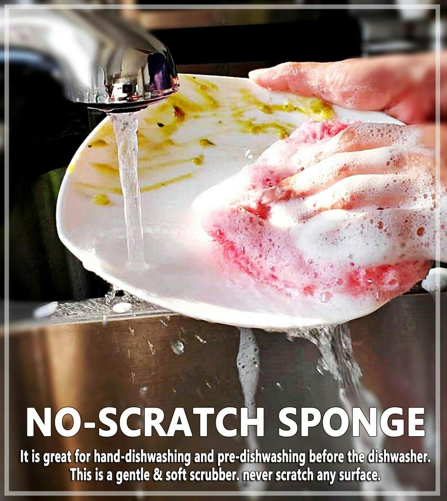 5 Pack Reusable Dish Scrubber Sponges - Eco-Friendly Kitchen Cleaning Pads for Pots, Pans & Dishes (Dress Set) | Perfect for Daily Dishwashing, Stain Removal & Non-Stick Cookware Care