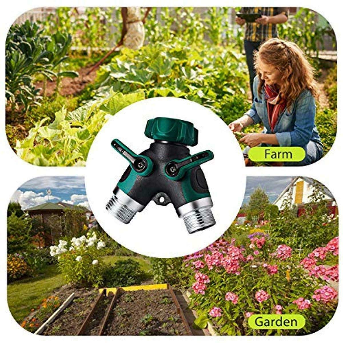**Lxcom 2-Way Y Hose Connector - Garden Hose Splitter Adapter with Comfortable Rubber Grip & 4 Rubber Washers - Perfect for Lawn, Garden, and Outdoor Watering**