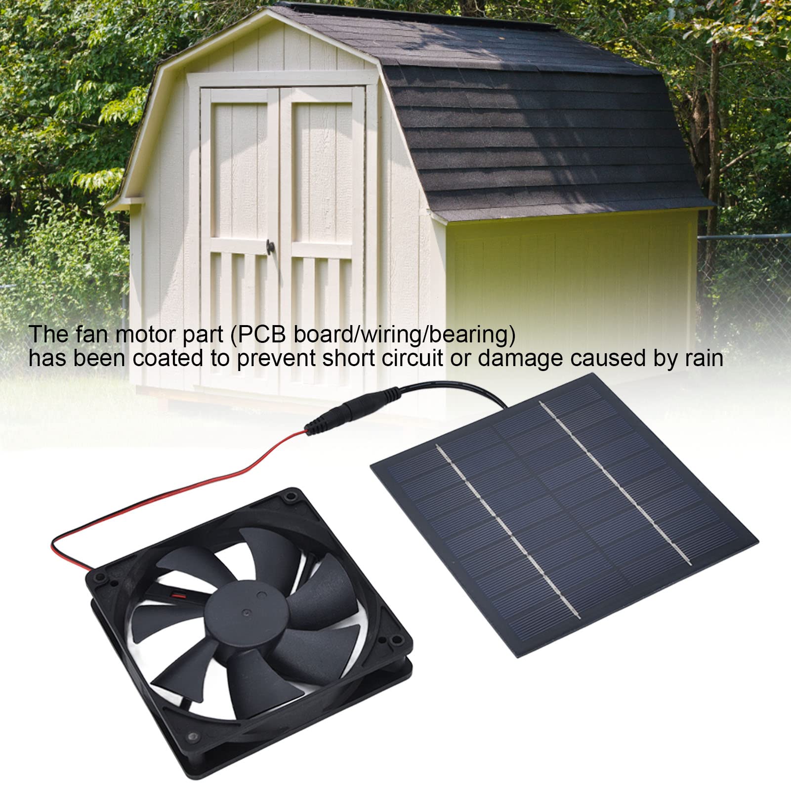 Solar Powered Exhaust Fan 10W 12V 2A - Waterproof Wall Mount Ventilation Fan with Dual Cooling Fans - Portable Solar Panel Fan Kit for Chicken Coop, Greenhouse, Dog House, RV, Shed & Home Ventilation