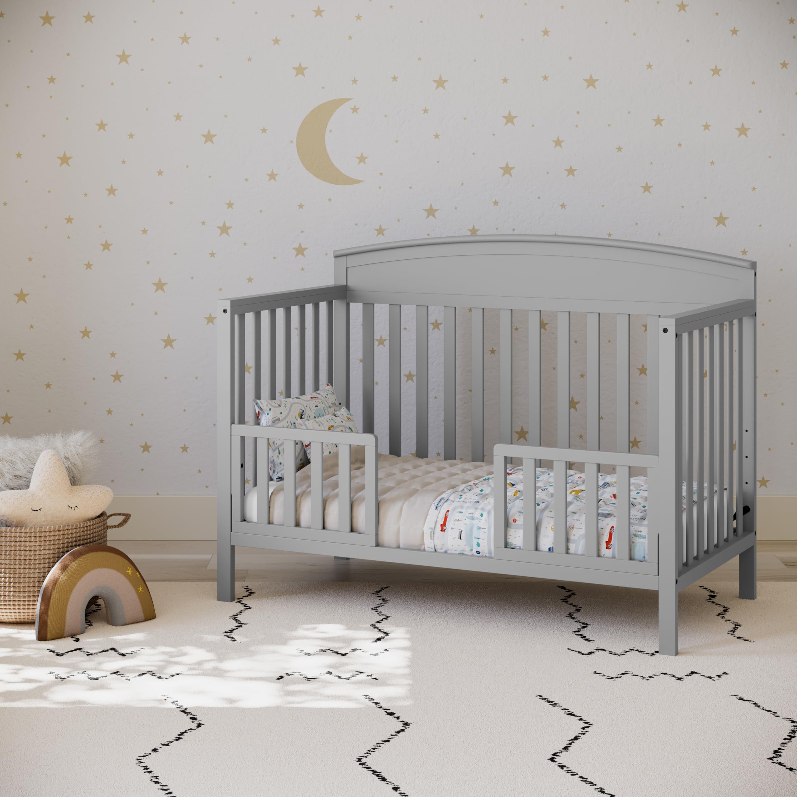 Graco Benton 5-in-1 Convertible Baby Crib in Pebble Gray – GREENGUARD Gold Certified, Converts to Toddler Bed, Daybed & Full Size Bed, Fits Standard Crib Mattress – Perfect for Nursery, Kids Room & Growing Families
