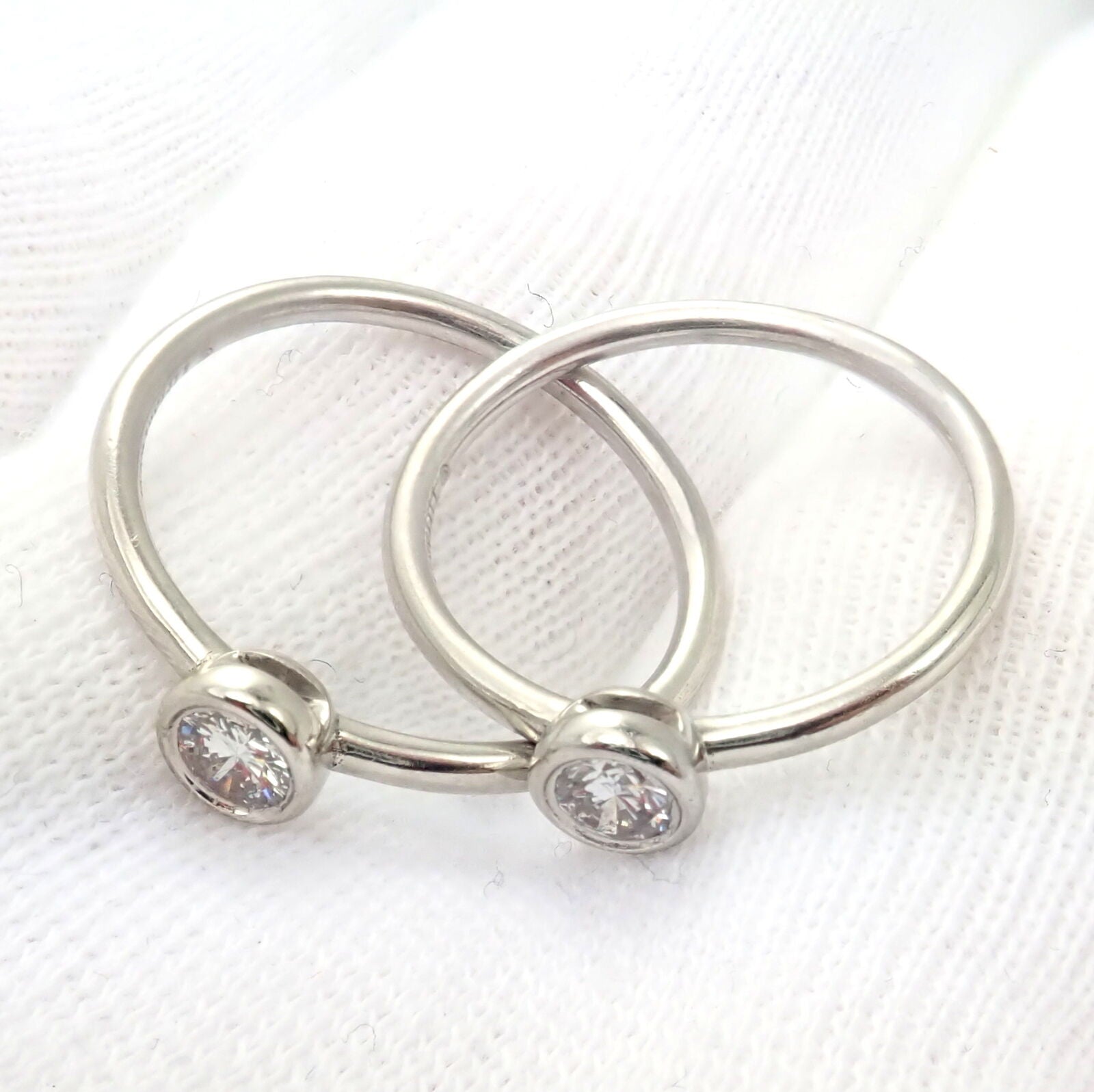 Set of 2 Tiffany & Co Platinum 0.16ct Diamond Stacking Rings - Size 5.75 - Perfect for Engagement, Wedding Bands & Anniversary Gifts