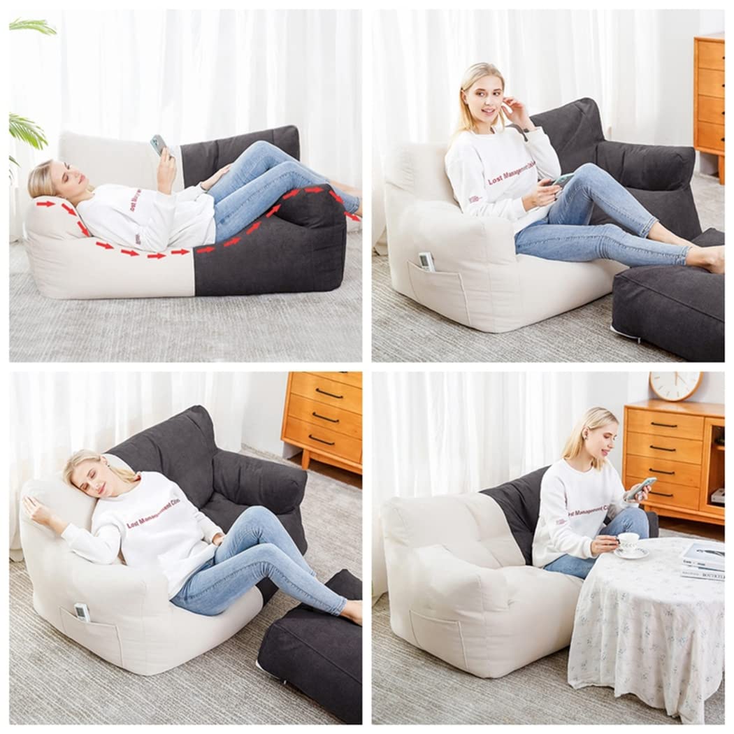 Extra Large Bean Bag Chair Cover Only (No Filler) - Giant Sack Bean Bag Case for Double Sofa Recliner | Lazy Lounger for Adults & Kids | Perfect for Living Room, Bedroom, Game Room & Dorm | White