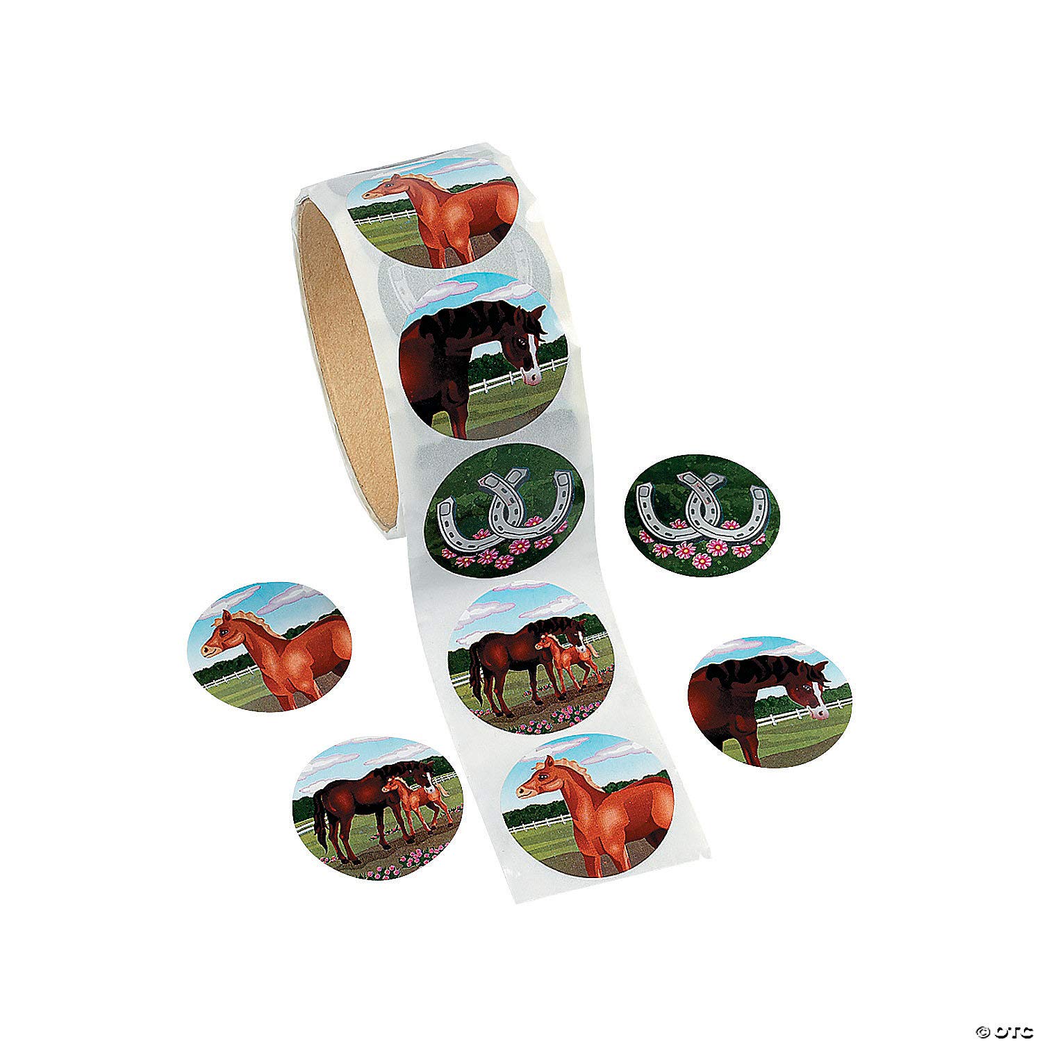 100-Piece Mare & Foal Horse Stickers Roll - Perfect for Birthday Parties, Scrapbooking, and Kids' Crafts - Waterproof Vinyl Decals for DIY Projects