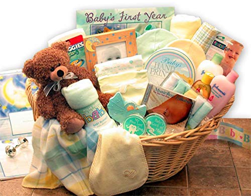 Beautiful Baby! Newborn Baby Gift Basket - Neutral Colors for Baby Showers, Christenings & Welcome Home Gifts