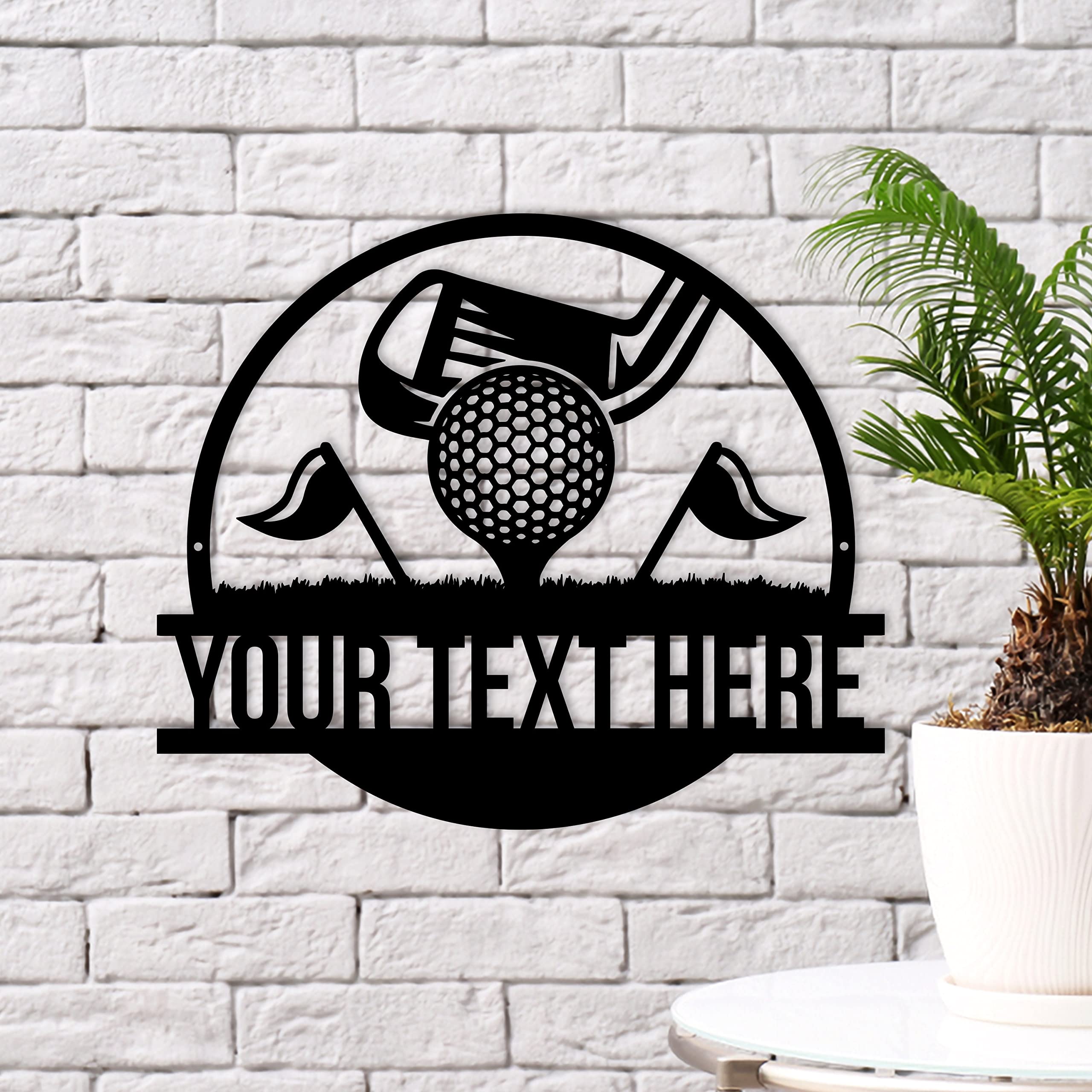 Custom Golf Metal Wall Art - Personalized 19th Hole Sign with Name | Golf Ball Monogram Decor | Unique Golf Gifts for Men & Family | Perfect for Man Cave, Home Office, or Golf Clubhouse Decor