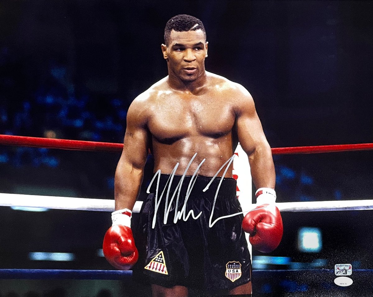 Mike Tyson Autographed 16x20 Boxing Photo - JSA Certified - Perfect for Sports Memorabilia Collectors & Boxing Fans - Great for Man Cave, Home Gym, or Office Decor
