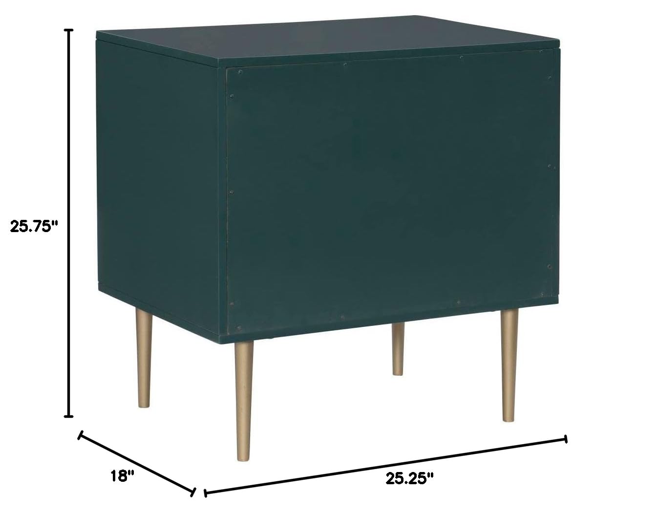 Linon Gloria 2-Drawer Nightstand - Dark Green Finish, Bedside Table for Bedroom, Compact Storage for Lamps, Books & Essentials