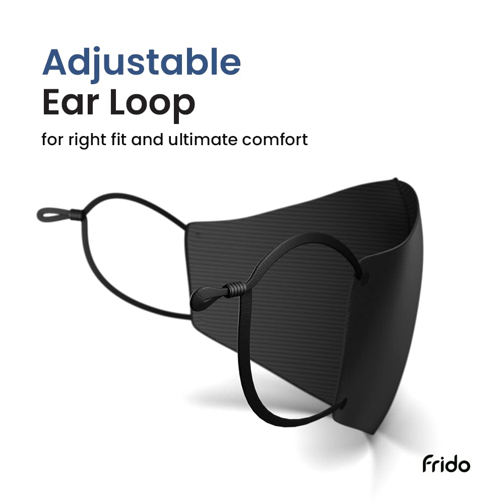 Frido ULTIMATE Copper Face Mask with Adjustable Ear Loops - Copper-Infused Layer, Breathable & Splash-Resistant Washable Fabric - Made in South Korea - Perfect for Daily Protection, Travel & Outdoor Activities